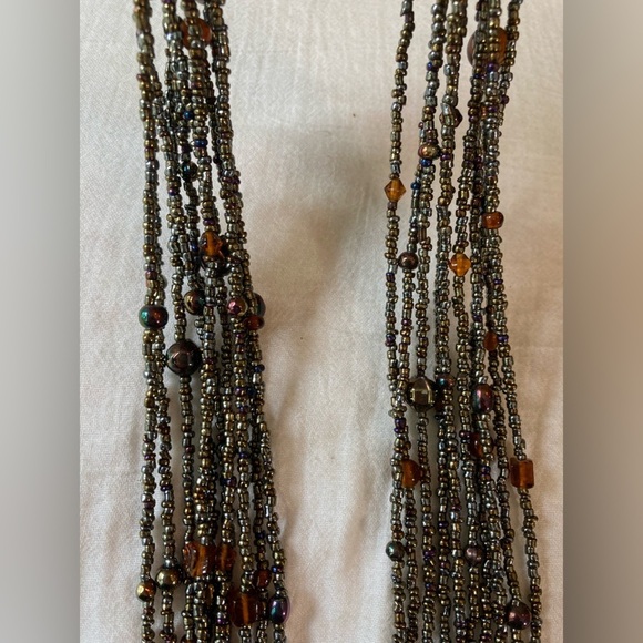 Bohemian Earth Tone Multi Strands Glass‎ Seed Beads Necklace - Picture 8 of 10